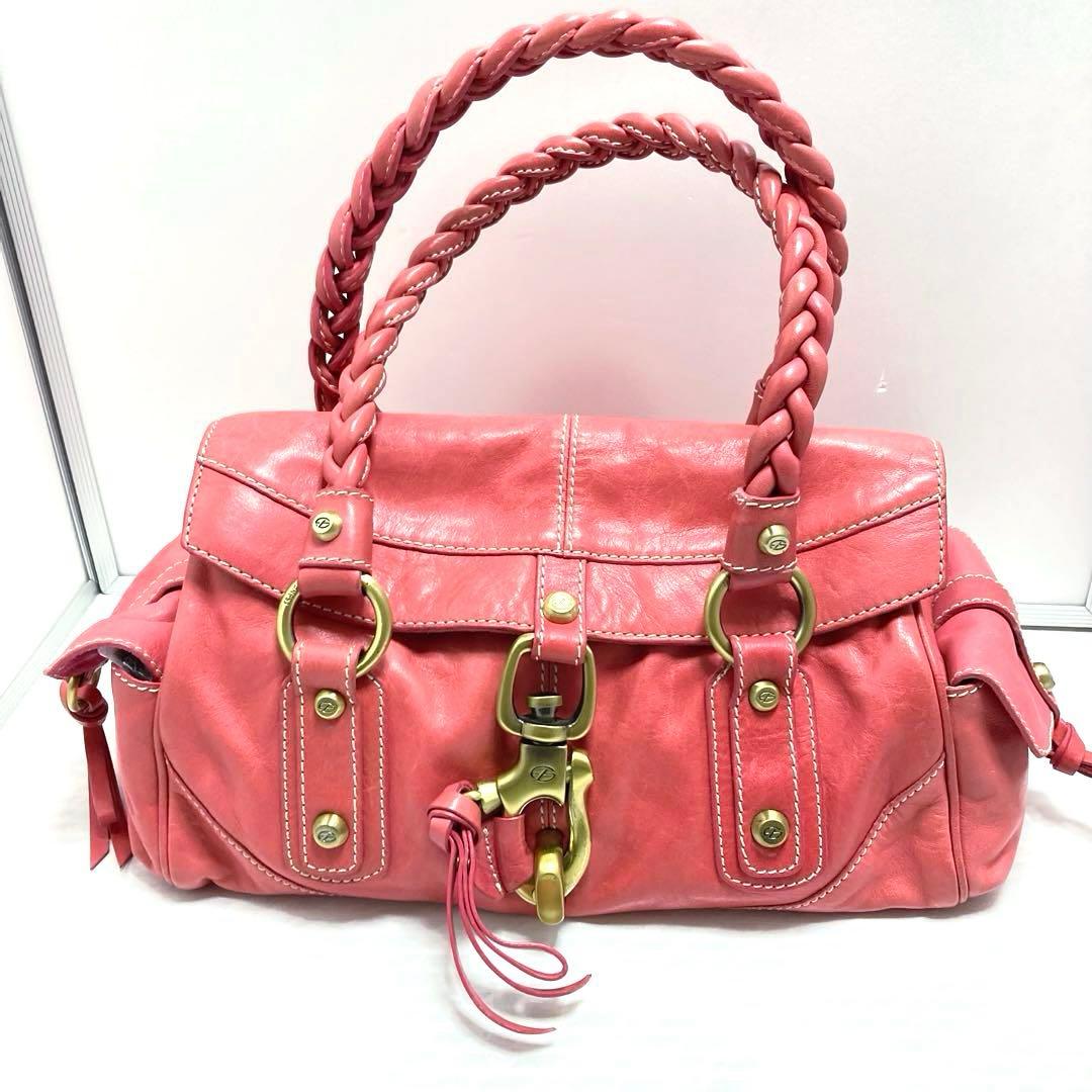 FRANCESCO BIASIA Used in Japan Braided Leather Y2K Tote Bag Salmon