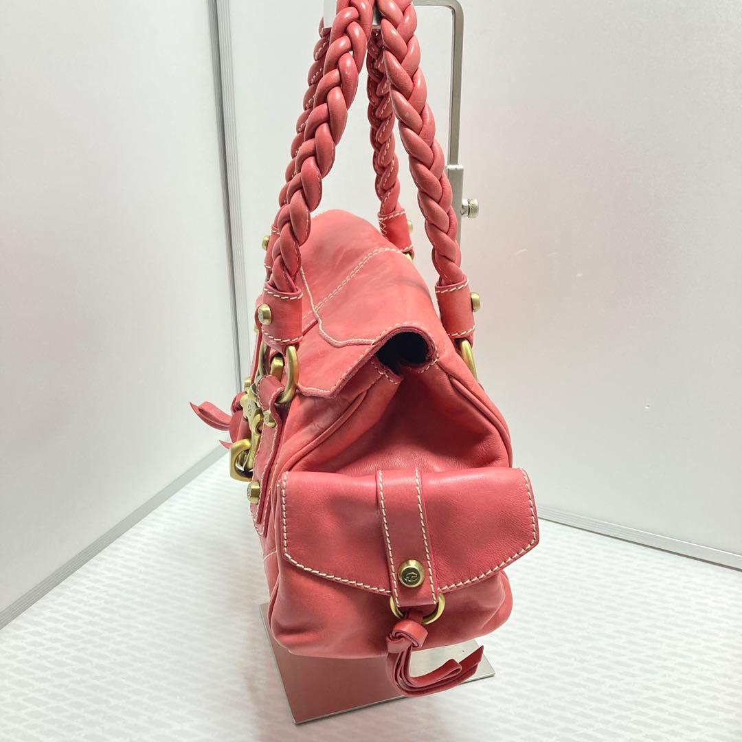FRANCESCO BIASIA Used in Japan Braided Leather Y2K Tote Bag Salmon
