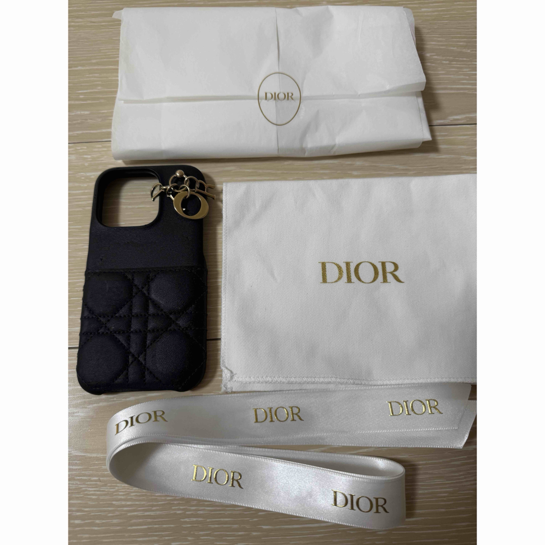 Christian Dior iPhoneケース iPhone15pro CHRISTIAN DIOR iPhone15Pro Case Lady Dior Leather Black Authentic