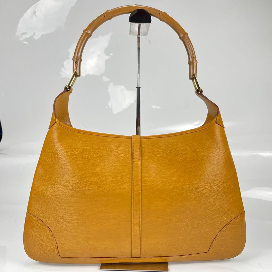 GUCCI One Shoulder Bag Jackie Bamboo Leather Brown Vintage