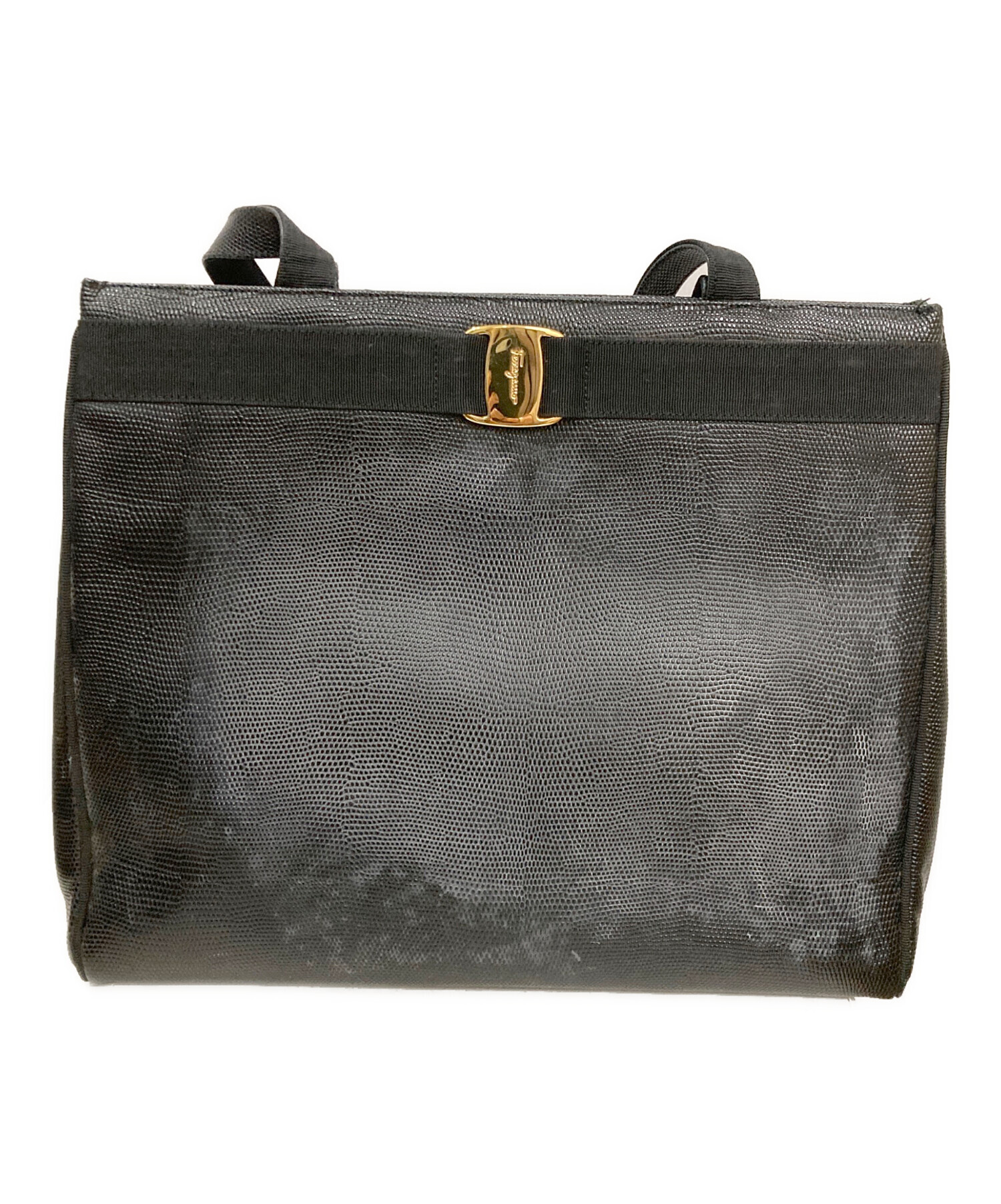 Salvatore Ferragamo VARA Ribbon Tote bag Black Authentic From